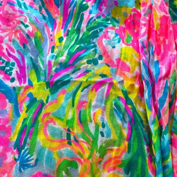 🎉HP🎉NWOT Lilly Pulitzer Cotton Wrap Scarf Fan Sea Pants Resort Cruise 52”x80 - Picture 3 of 11